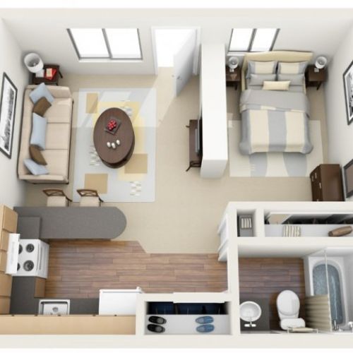 One-room apartment design