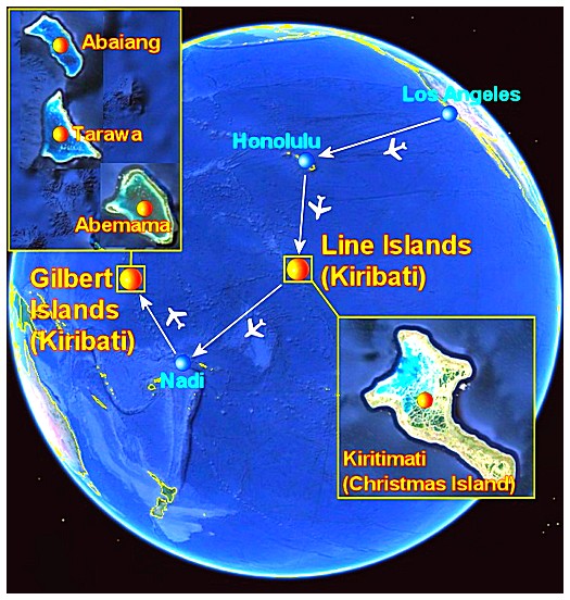 Kiribati adalarını araşdırır