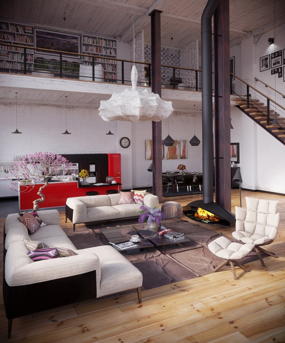 Art Nouveau in a large loft apartment