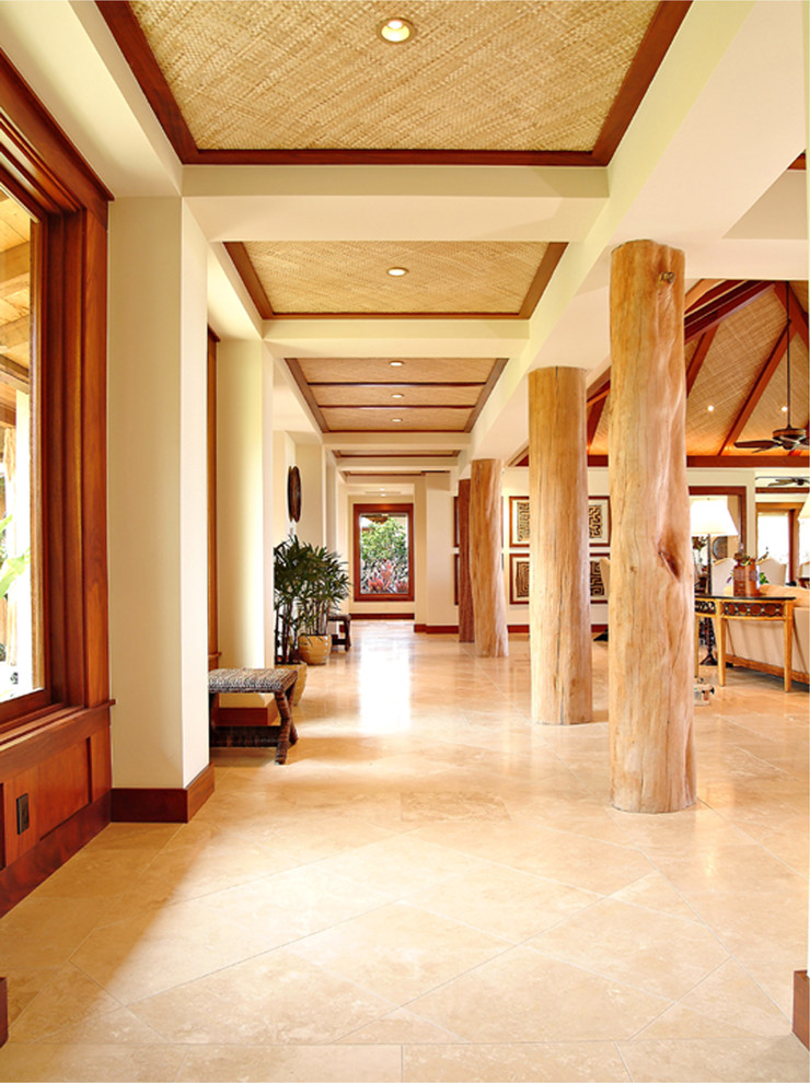 Wooden columns in a country house