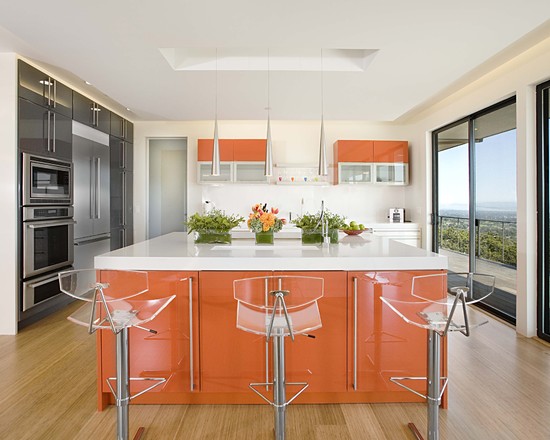 Photo: modern kitchen with orange furniture