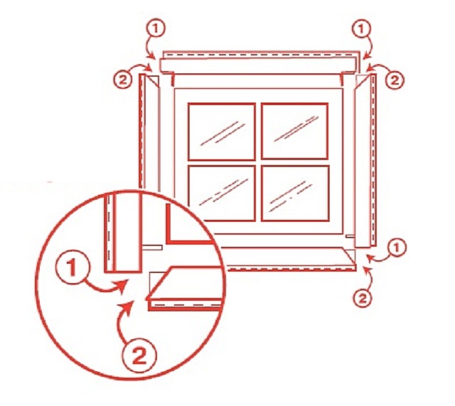 Gehäuse für Windows in einem Holzhaus