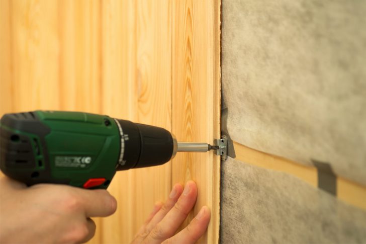 wall paneling in a wooden house