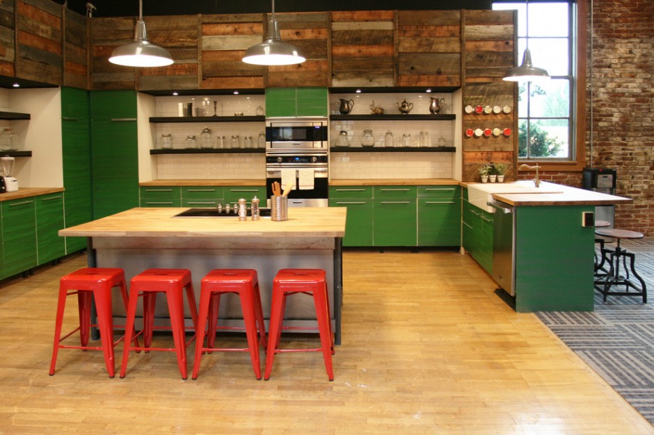 Cocina verde en estudio