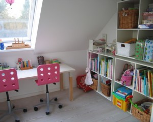 Kirjoituspöytä kahdelle lapselle - korkealuokkainen ja tilaa säästävä  lastenhuone