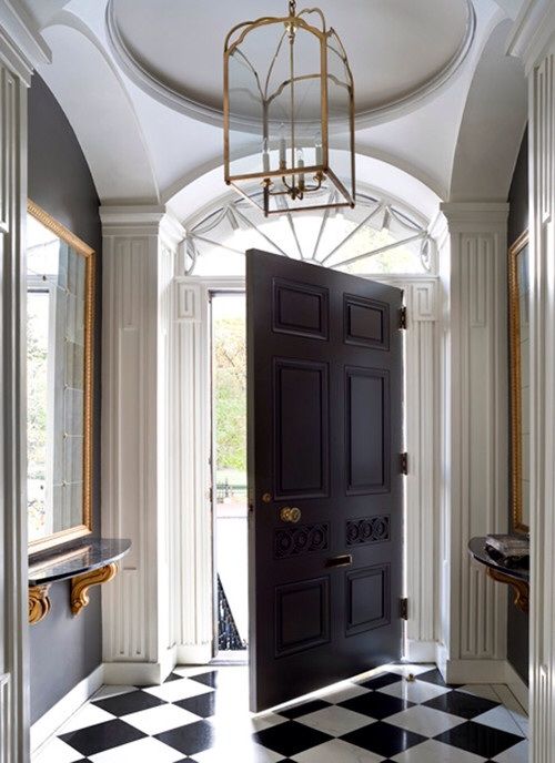 Black and white gold baroque entrance hall