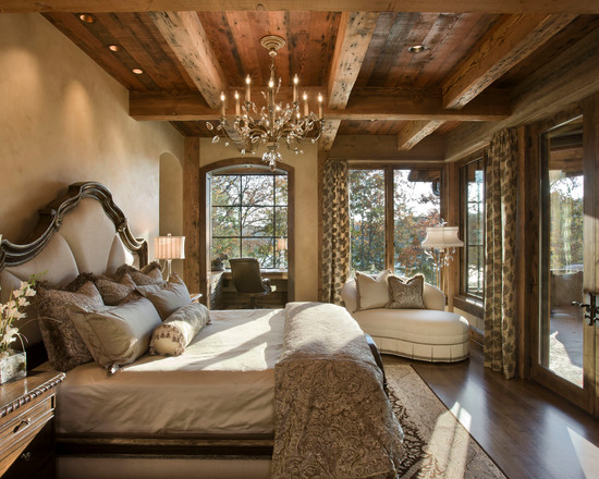 Luxurious bedroom in a rustic style